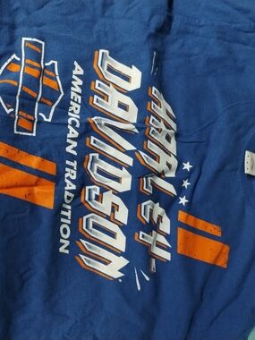 Harley-Davidson Royal Blue Tee with Orange & White Graphics